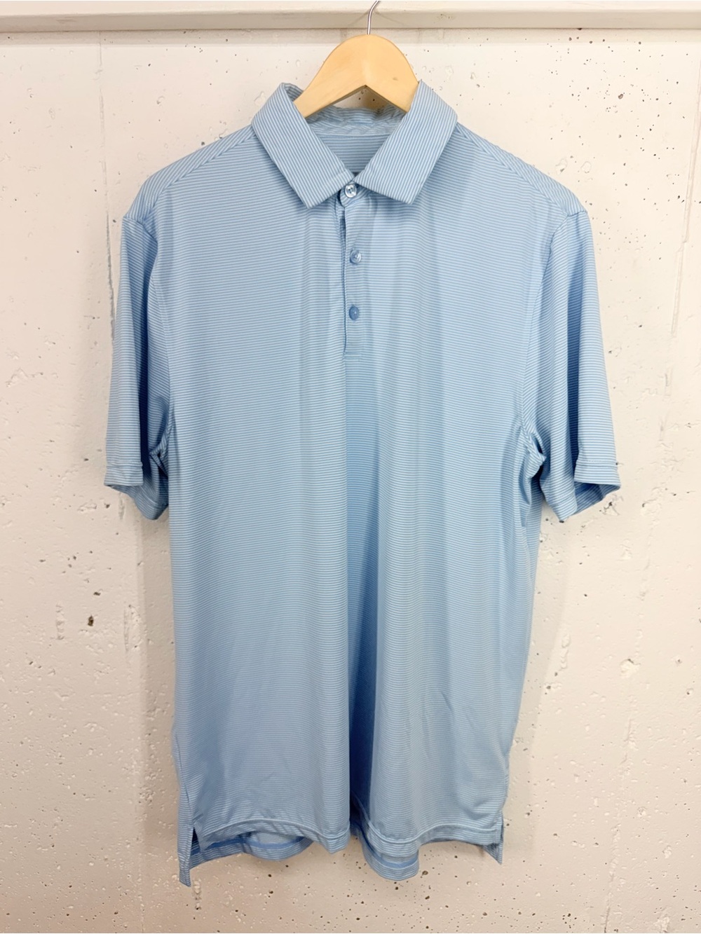 1764 Golf Men’s Large Signature Drift Blue Striped Golf Polo Short Sleeve Shirt